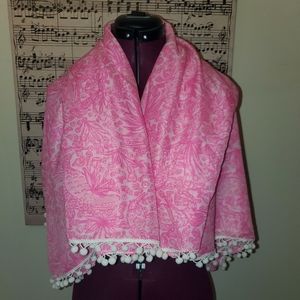 Lilly Pulitzer for Target See Ya Later Alligator Pom Pom Scarf Pink/White